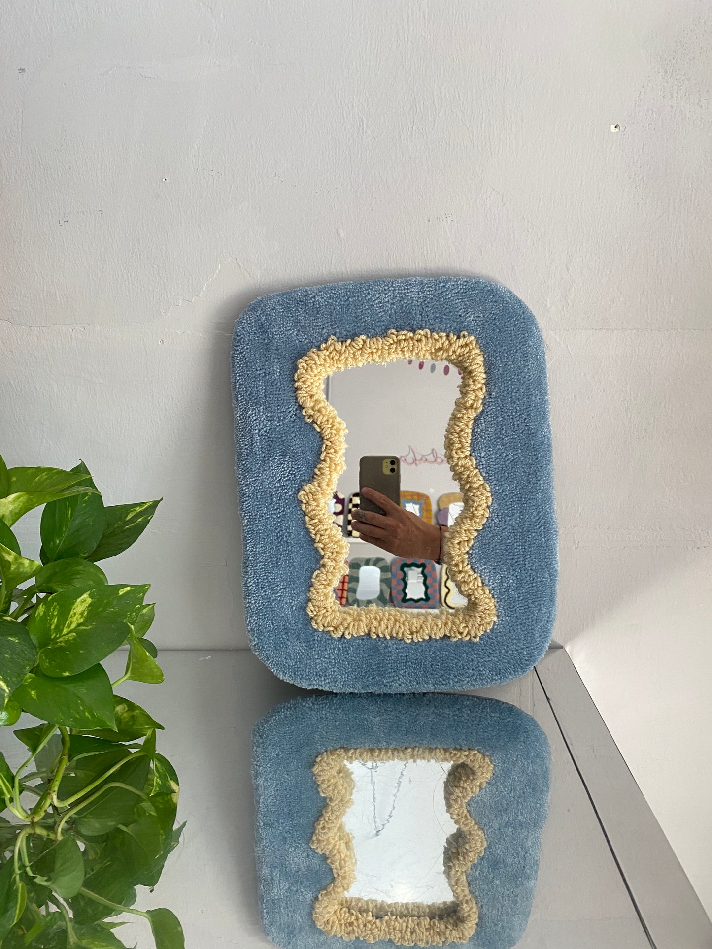 Specchio tufting color azzurro