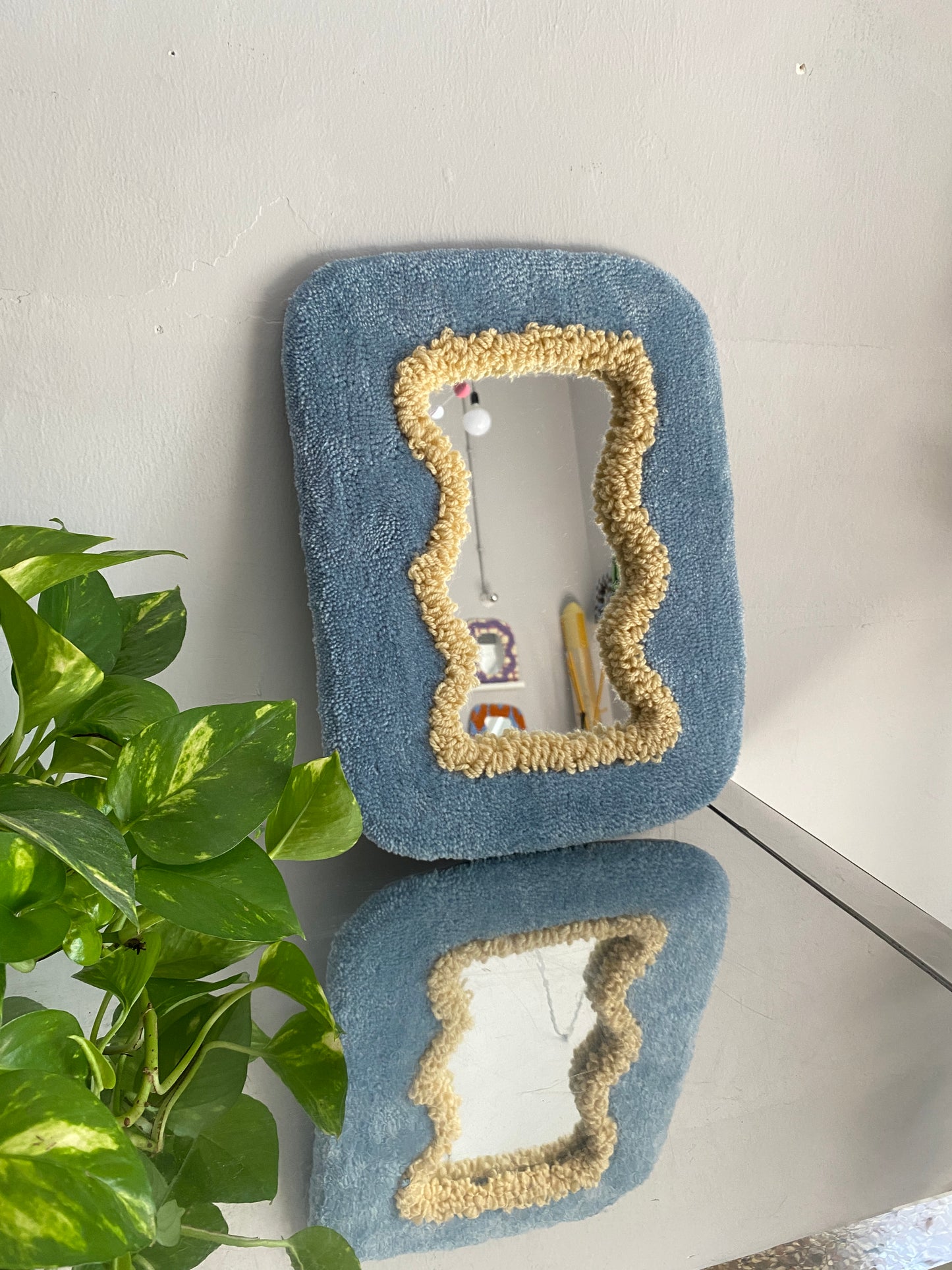 Specchio tufting color azzurro