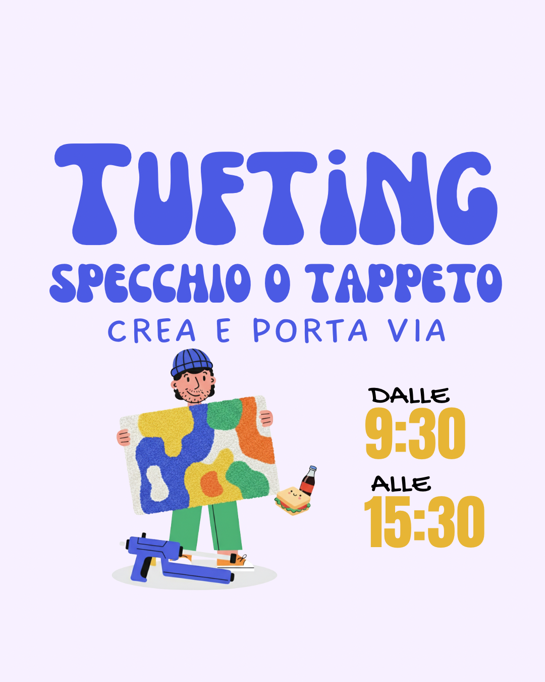 Tufting Workshop 6ore | crea e porta via | Telaio 50cm | tappeto o specchio